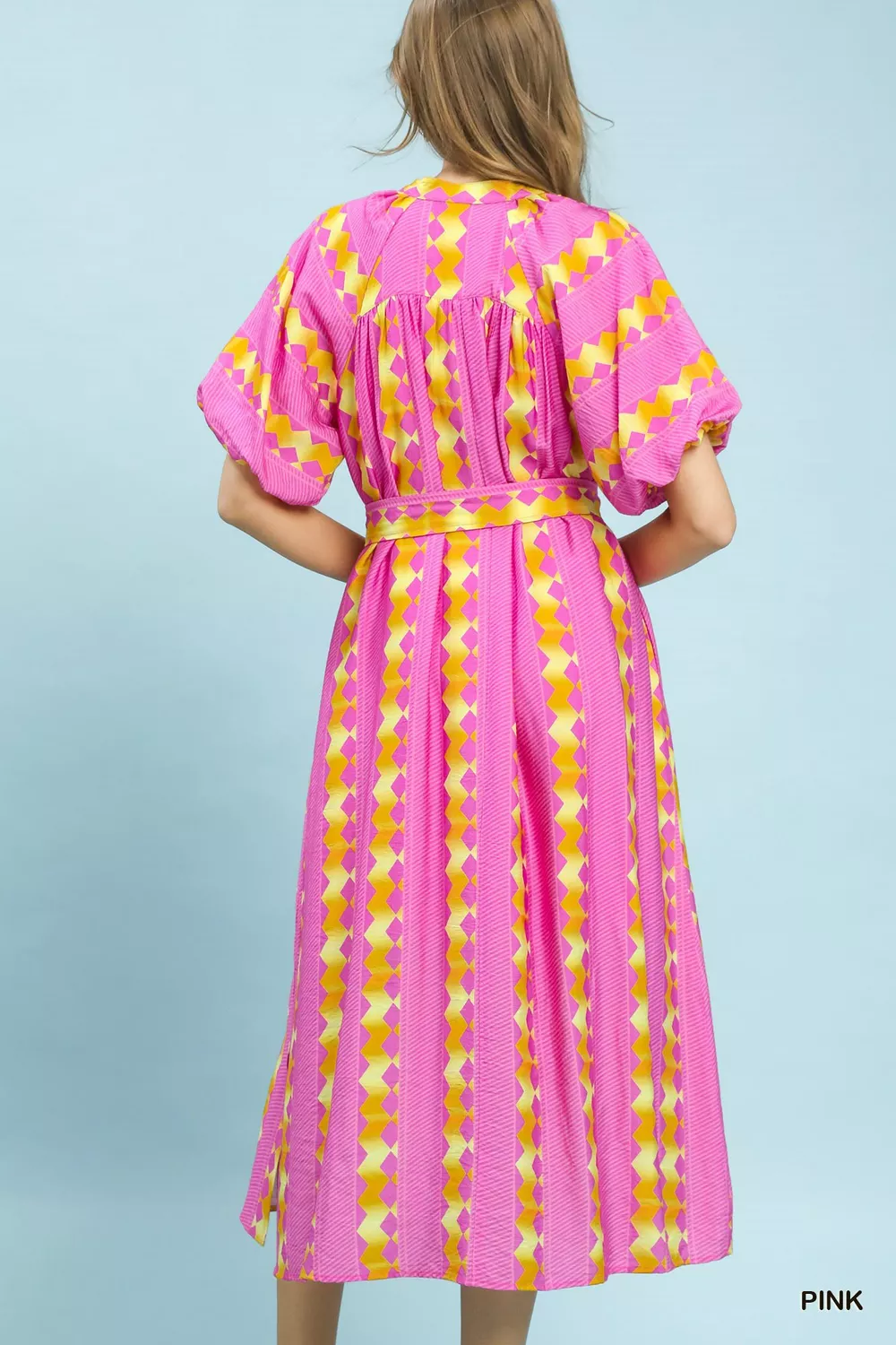 Geo Stripe Smocked Waist Tie Dress, image 3