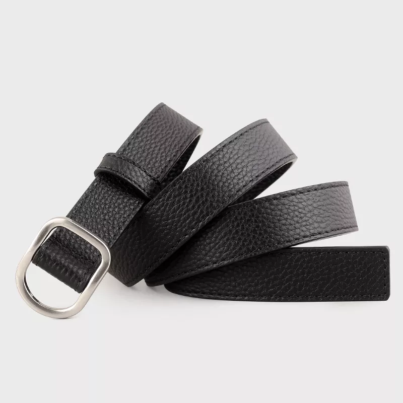 Leather Belt with Silver Buckle