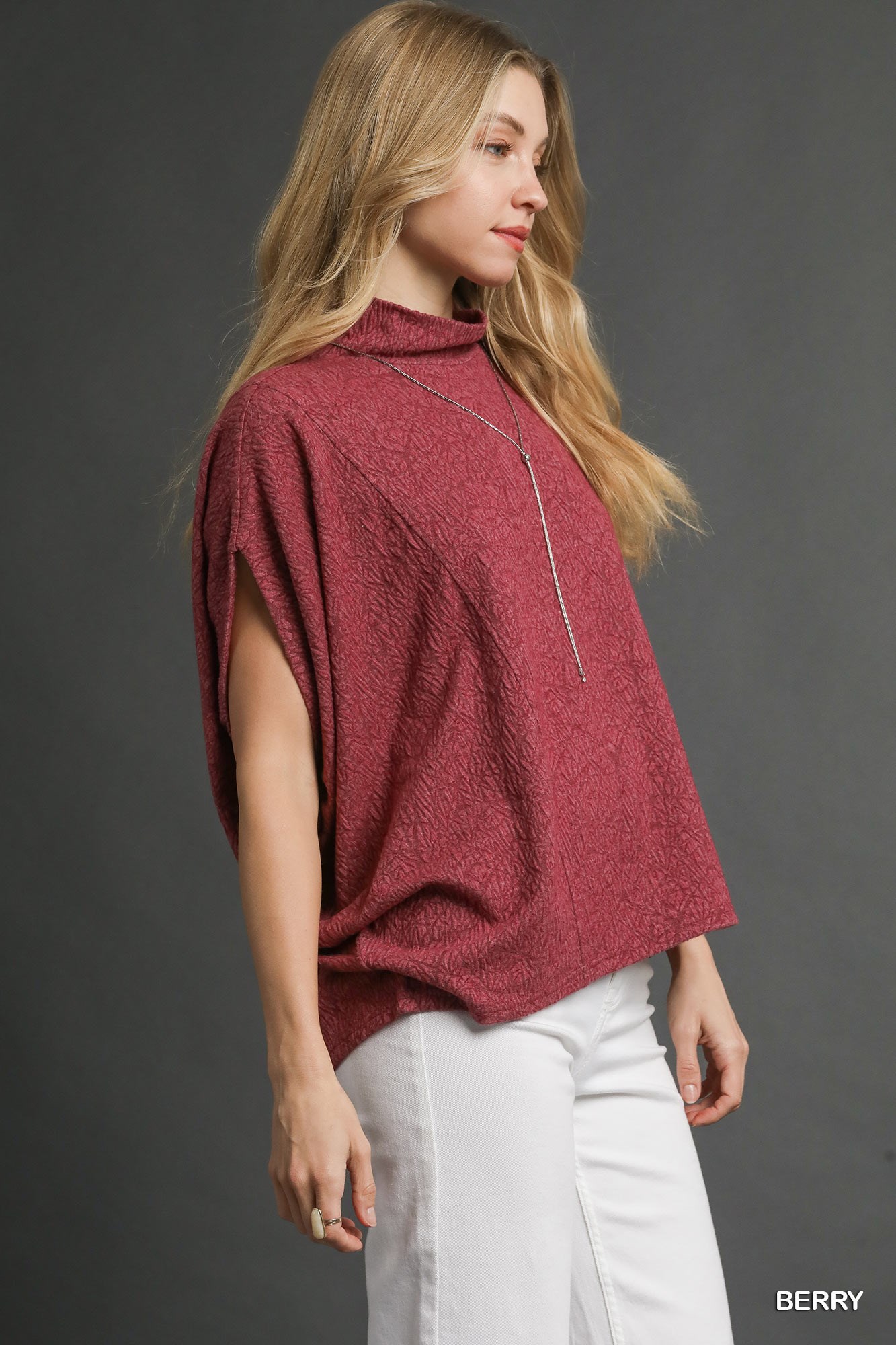 Textured Mock Neck Relaxed Top, image 4