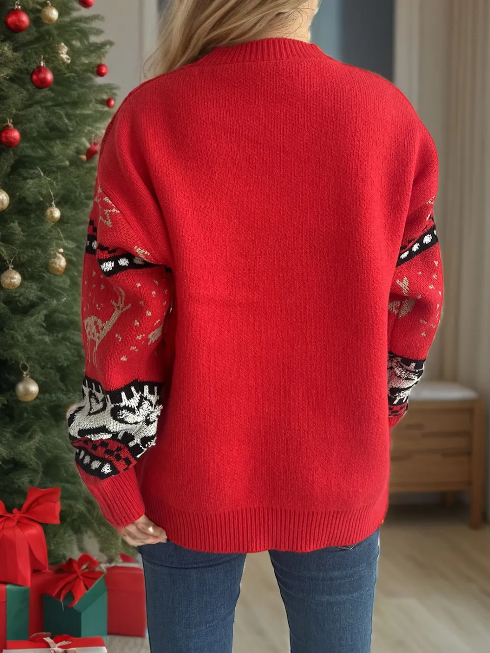 Christmas Element Round Neck Long Sleeve Sweater, image 2