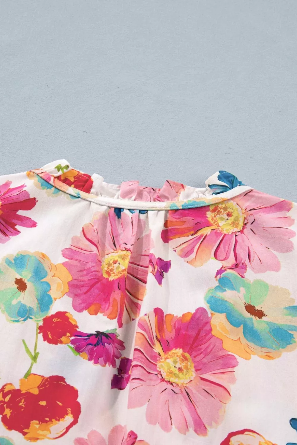 Floral Print Ruched Short Sleeve Blouse, image 10