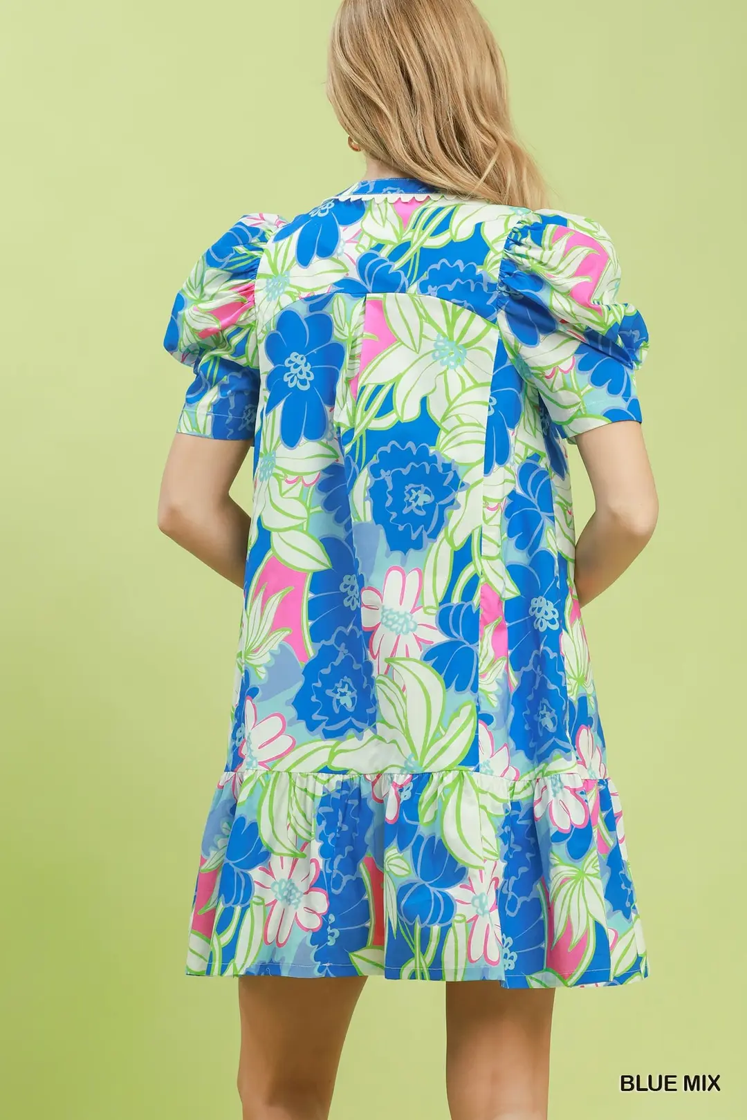 Floral Puff Sleeve Tiered Mini Dress, image 3