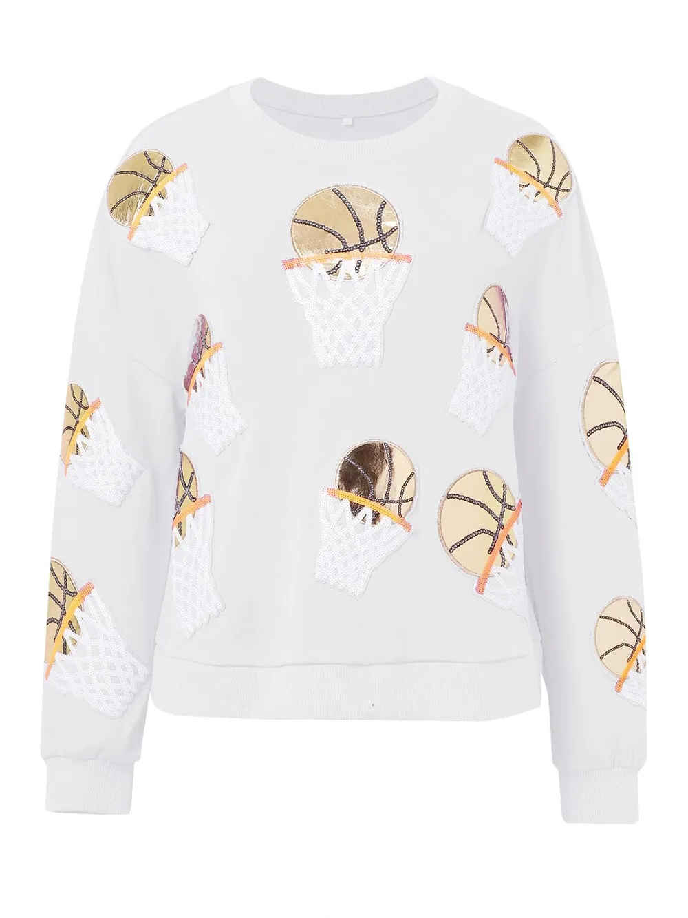Basketball Round Neck Long Sleeve Sweatshirt, image 12