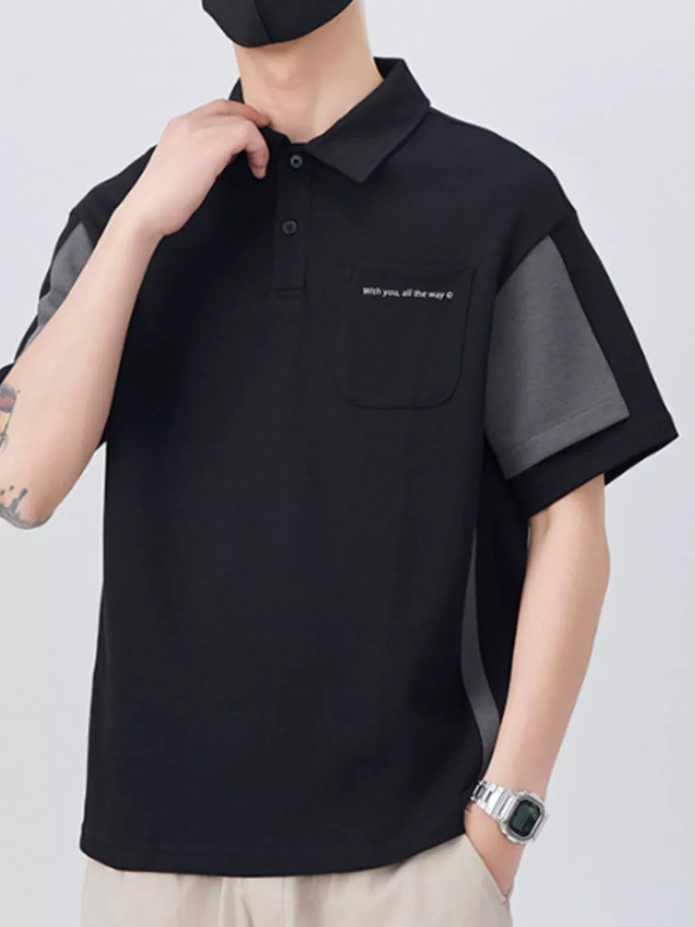 Men's Plus Size Button Detail Short Sleeve Polo, image 4