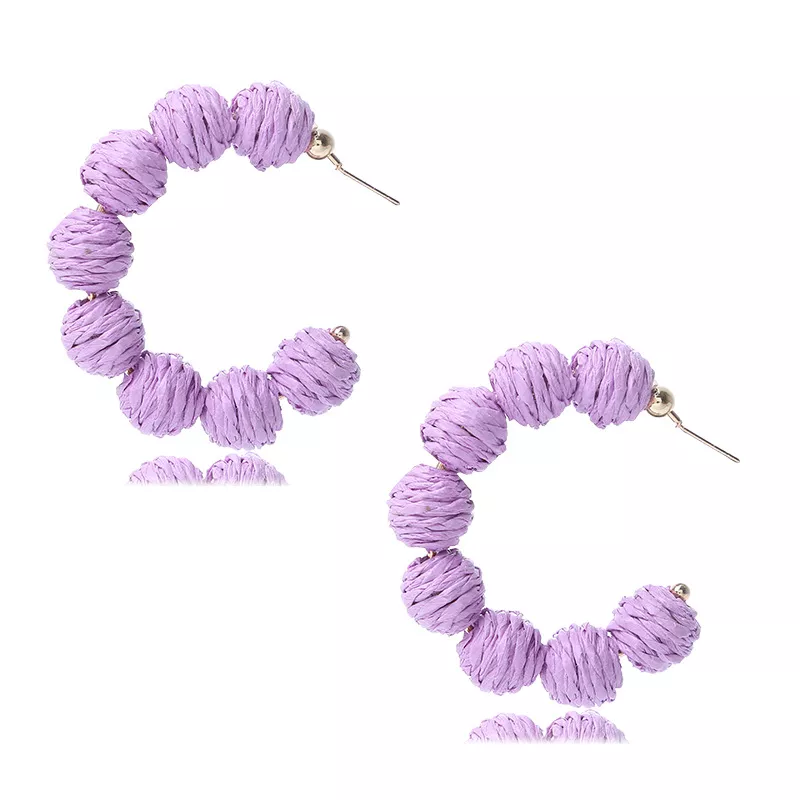 Raffia Grass C-Hoop Earrings, image 4