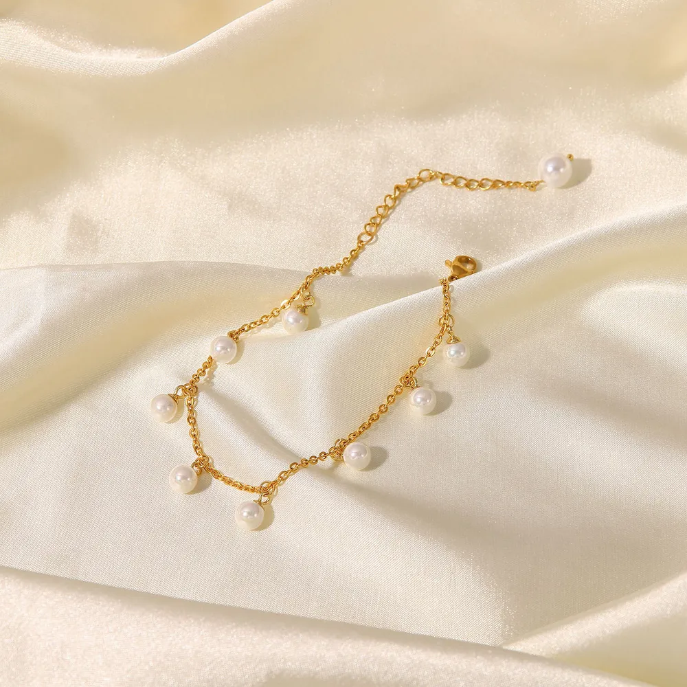Pearl 18K Gold-Plated Charm Anklet, image 6