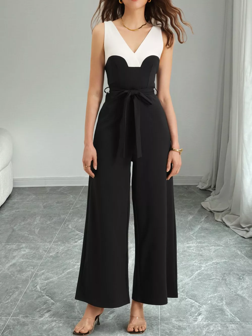 Color Block Wide Leg Jumpsuit, image 6