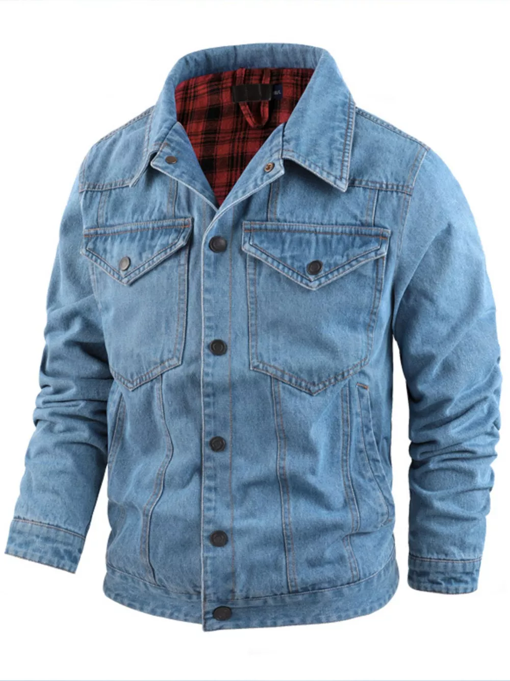 Men's Casual Snap Down Denim Jacket, image 3
