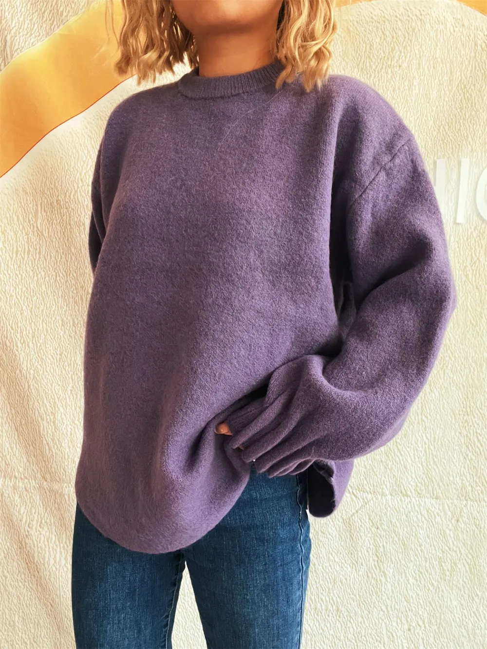 Round Neck Dropped Shoulder Sweater, image 18