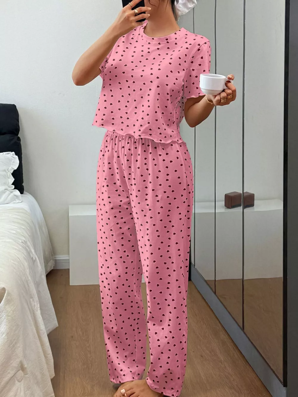 Polka Dot Short Sleeve Top and Shorts Set, image 6
