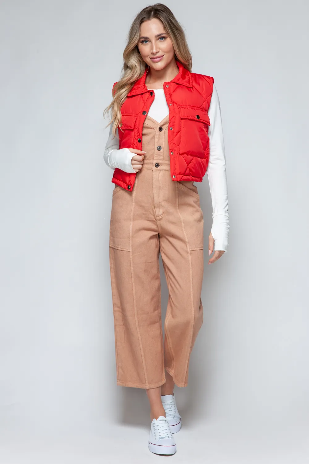 Snap Down Quilted Crop Vest, image 7