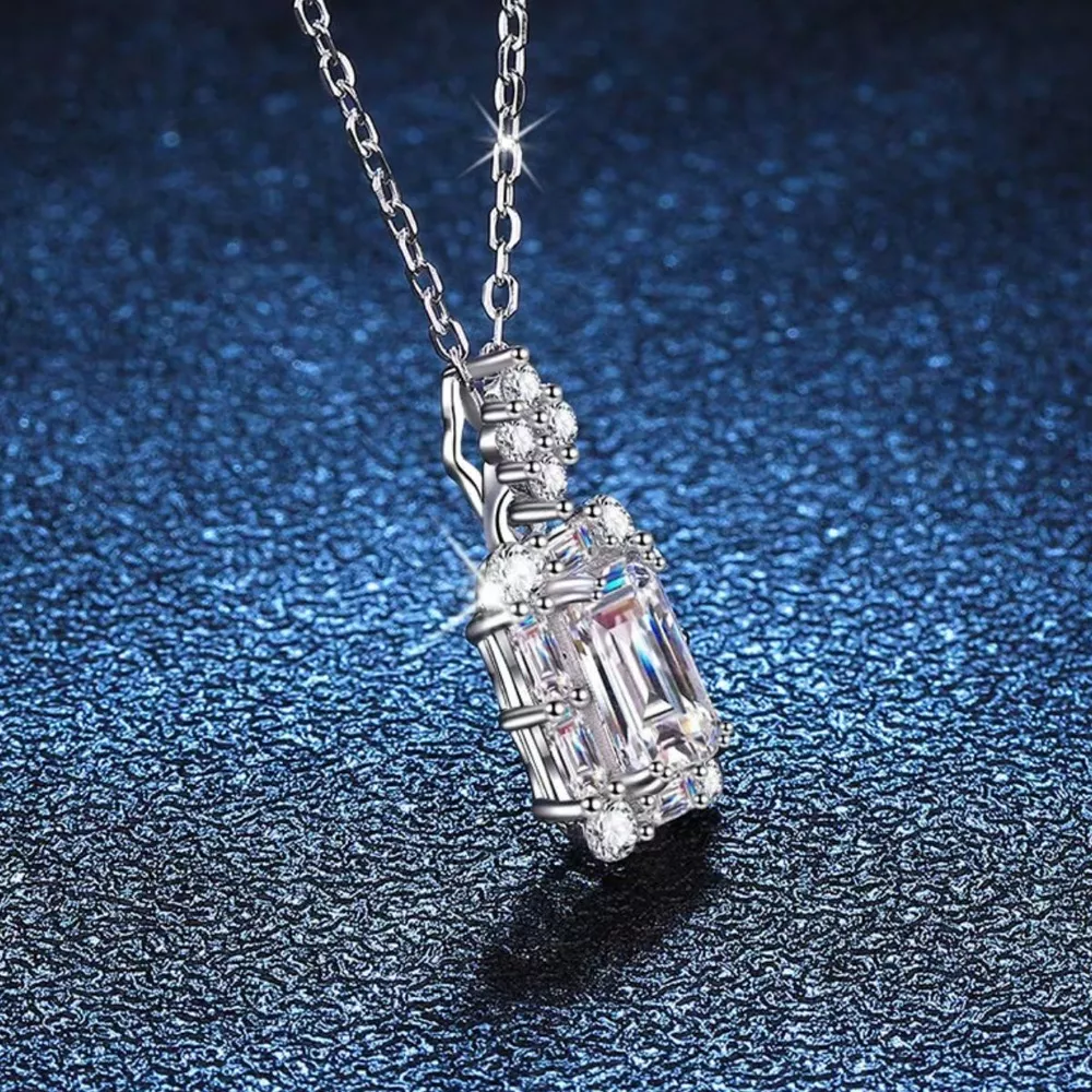 1 Carat 925 Sterling Silver Moissanite Pendant Necklace, image 4
