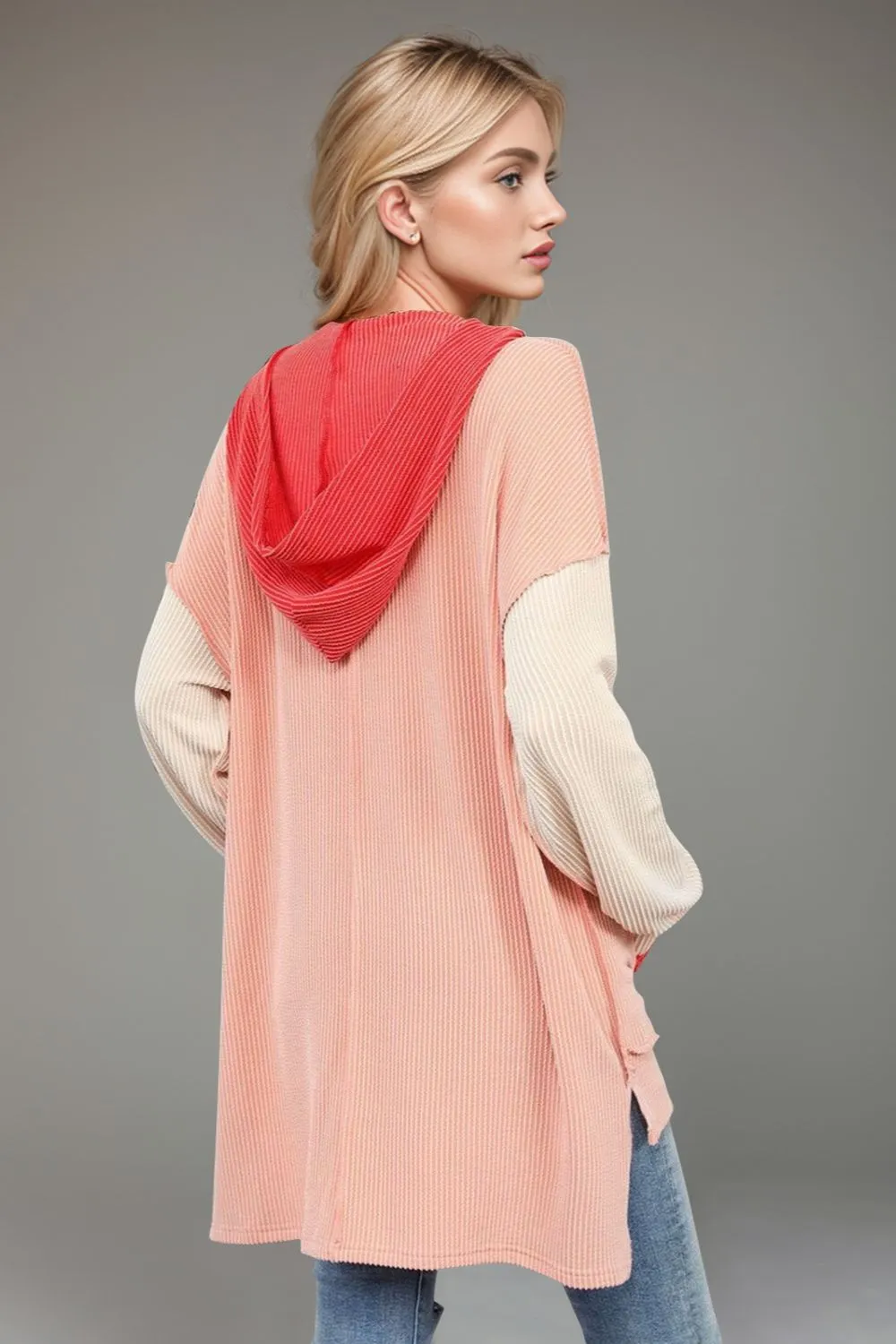 Contrast Hooded Long Sleeve Top, image 4