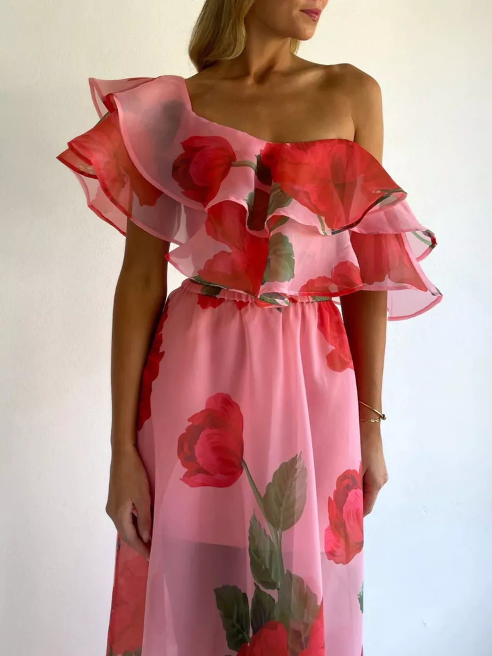 Polka Dot Ruffle Crop Top and Maxi Skirt Set, image 10