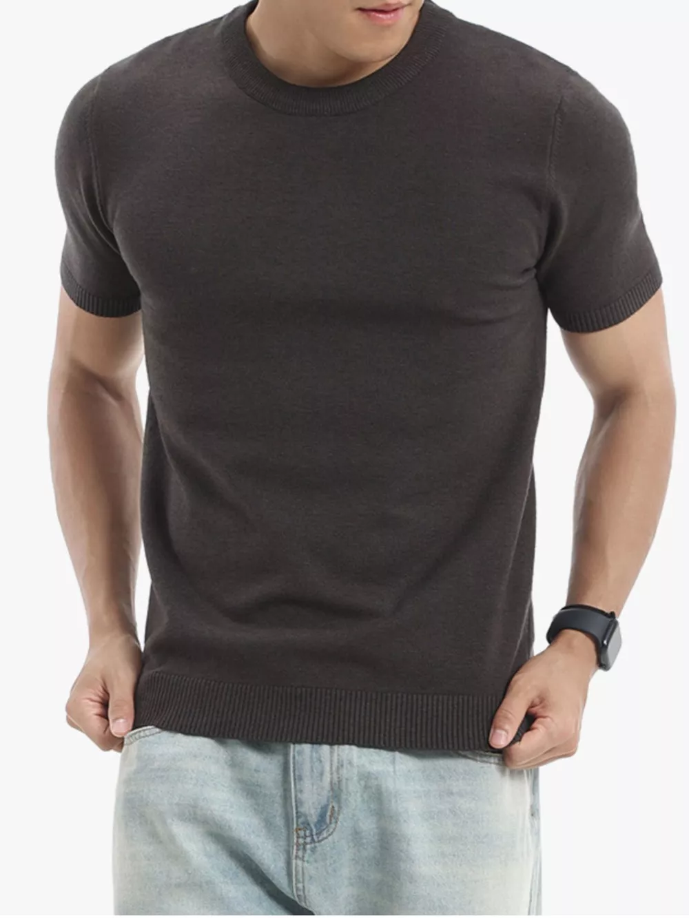 Men's Plus Size Casual Short Sleeve Knit Top, image 8