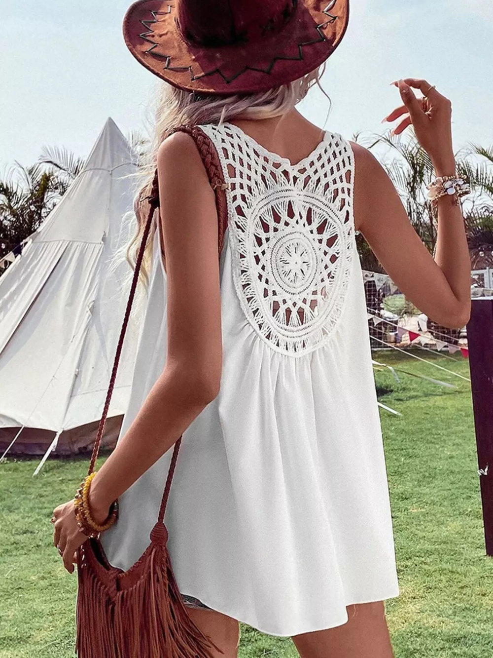 Crochet V-Neck Tank Top, image 3