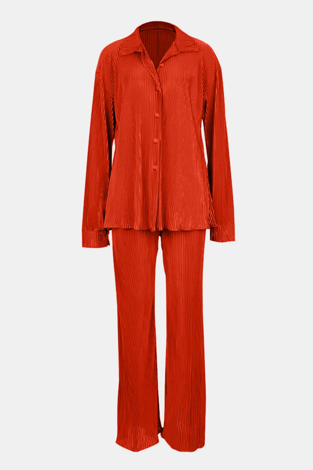Textured Button Up Collared Neck Top and Pants Set, image 14