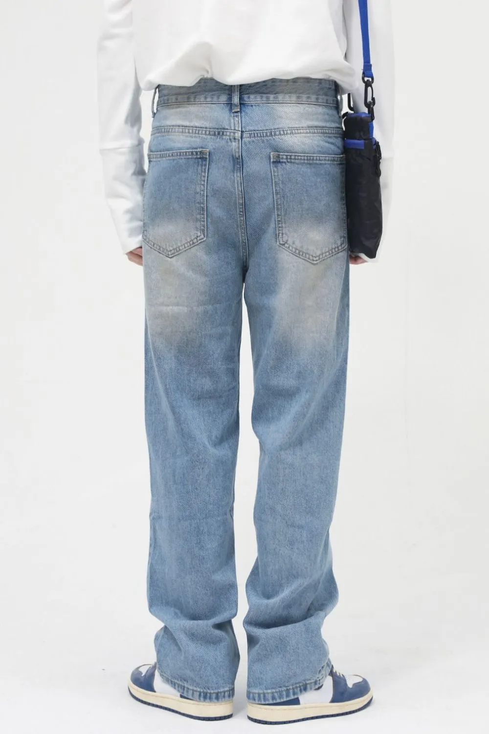 Washed Mid Rise Jeans with Pockets, image 3