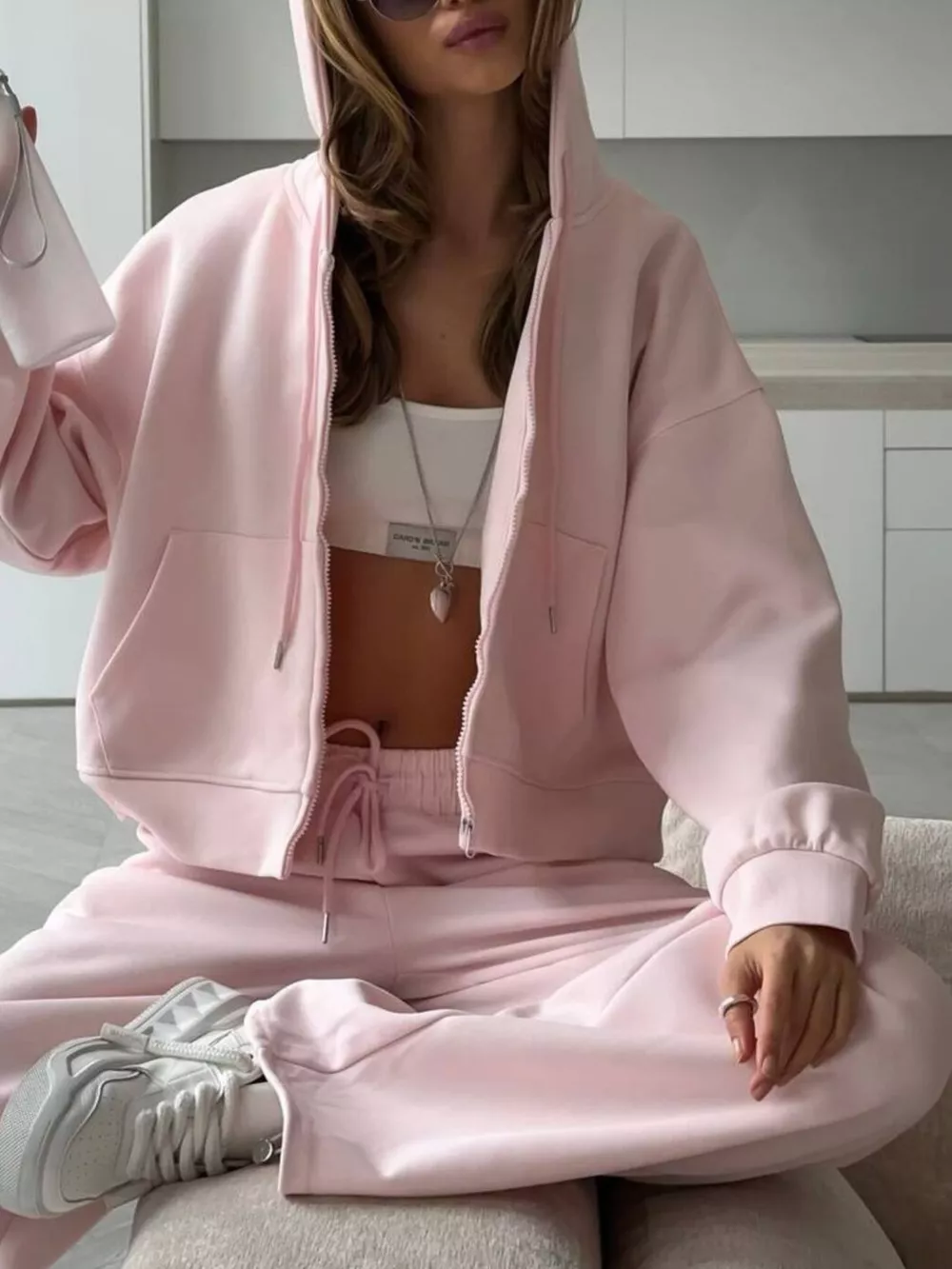 Zip-Up Hoodie and Sweatpants Set, image 10