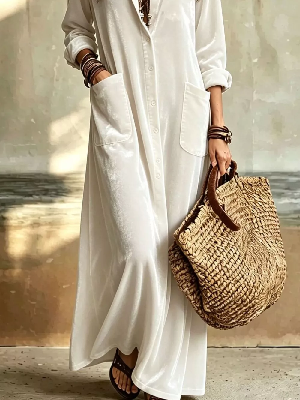 Bohemian Velvet Button-Down Maxi Dress, image 6