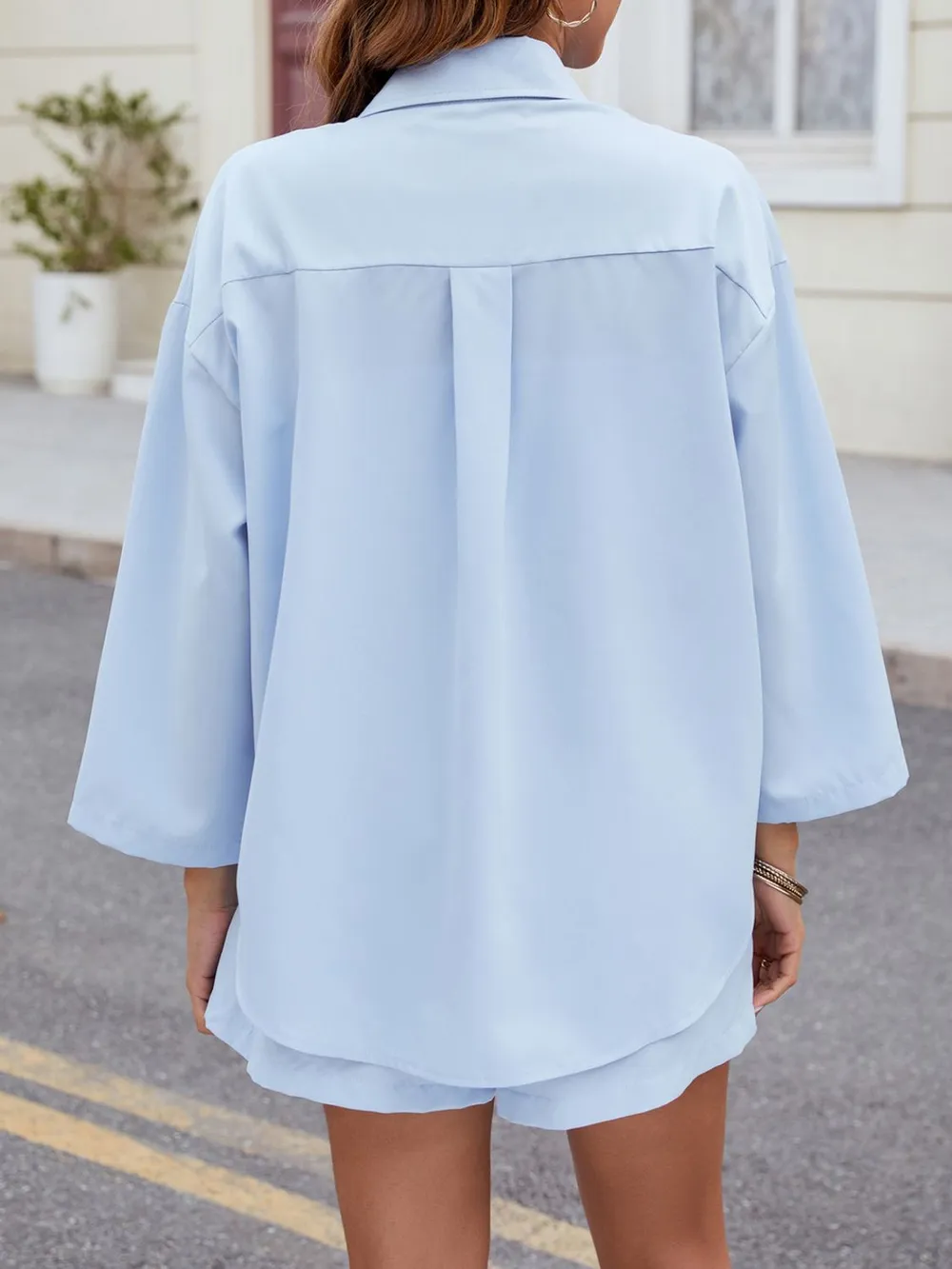 Button Up Long Sleeve Top and Shorts Set, image 6