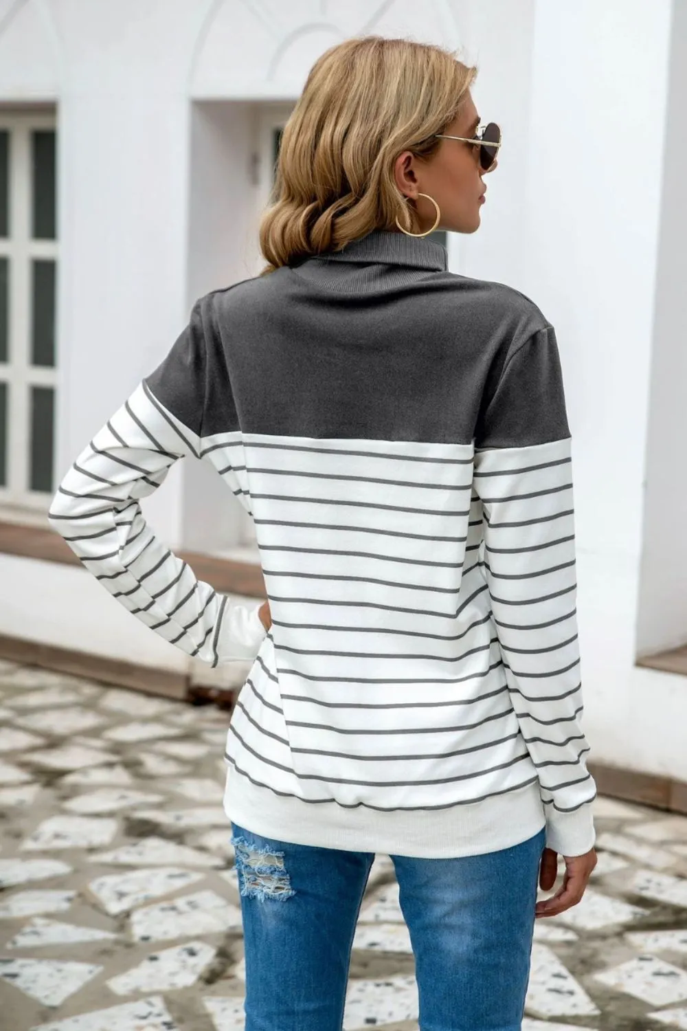 Striped Contrast Turtleneck Sweater, image 13