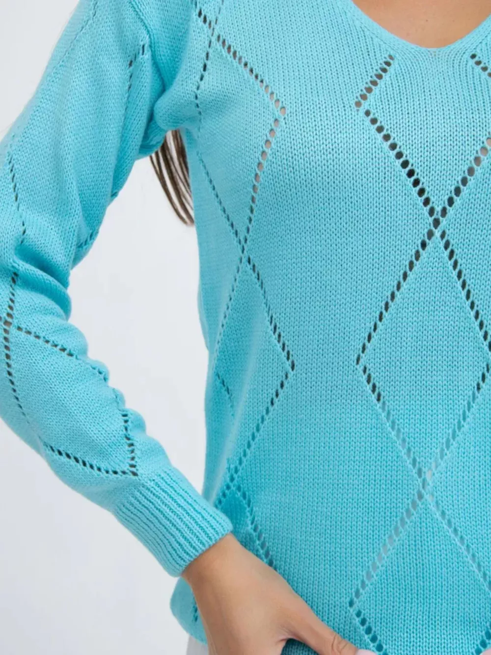 Openwork V-Neck Sweater, image 17