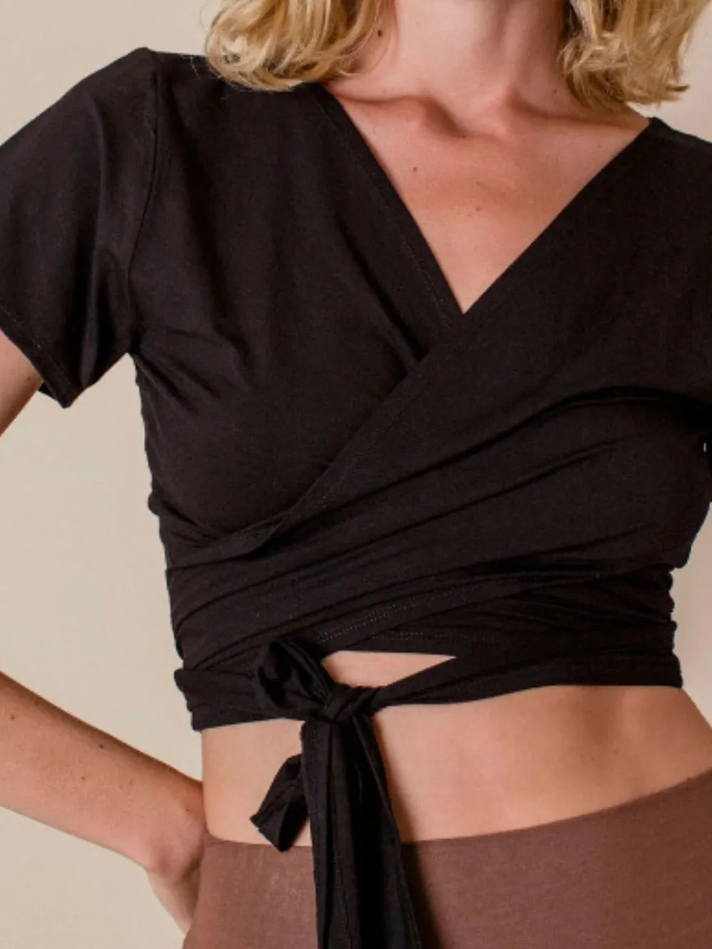 Tied Surplice Short Sleeve Top, image 3