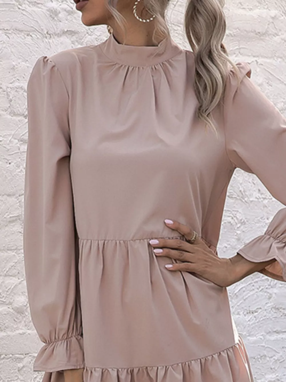 High-Low Flounce Sleeve Dress, image 14