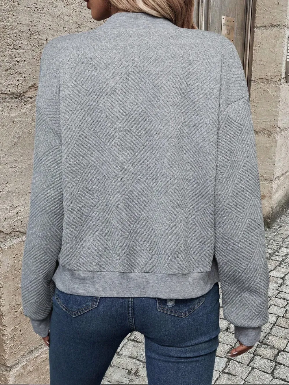 Textured Zip Up Long Sleeve Jacket, image 3