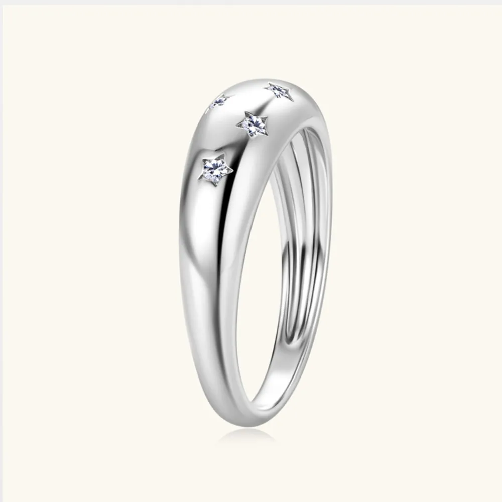 925 Sterling Silver Inlaid Moissanite Star Ring, image 4