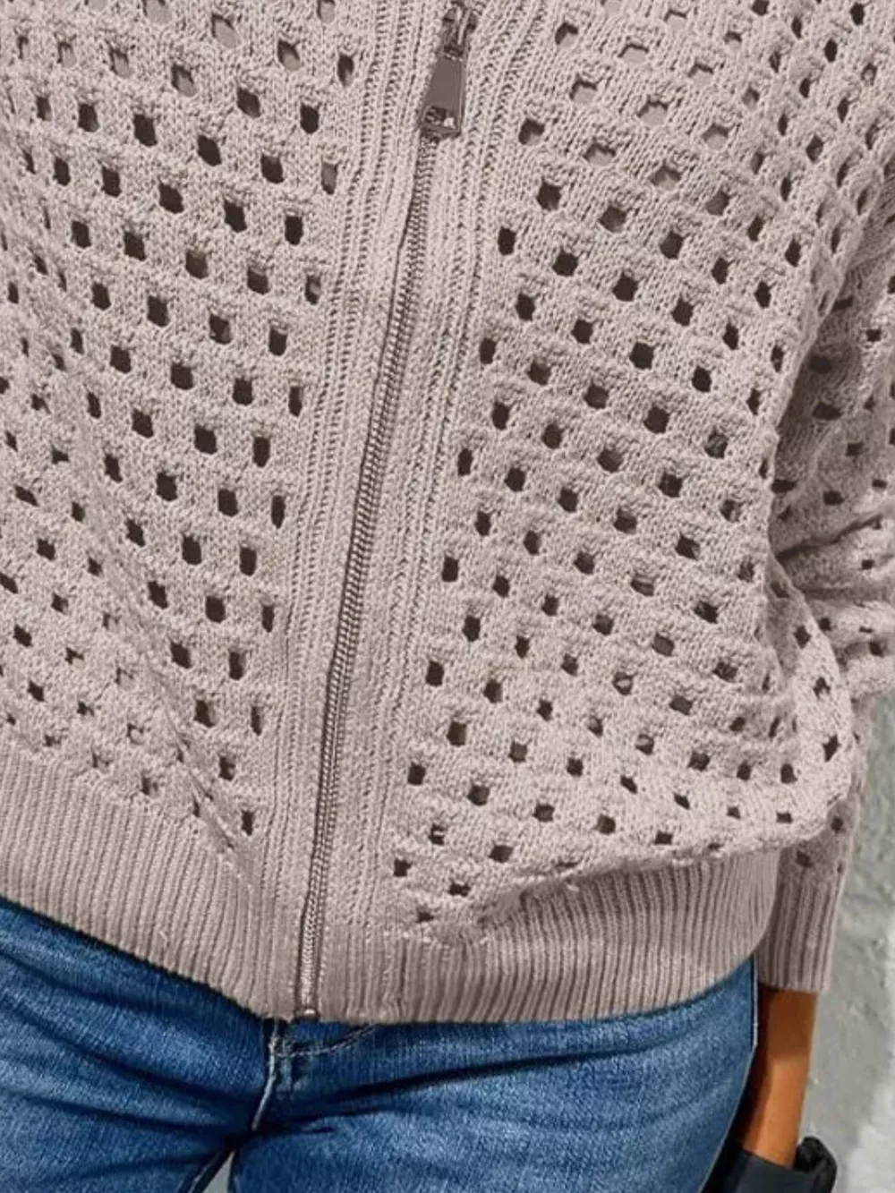 Full Size Crochet Knit Zip-Up Cardigan Plus Size, image 7