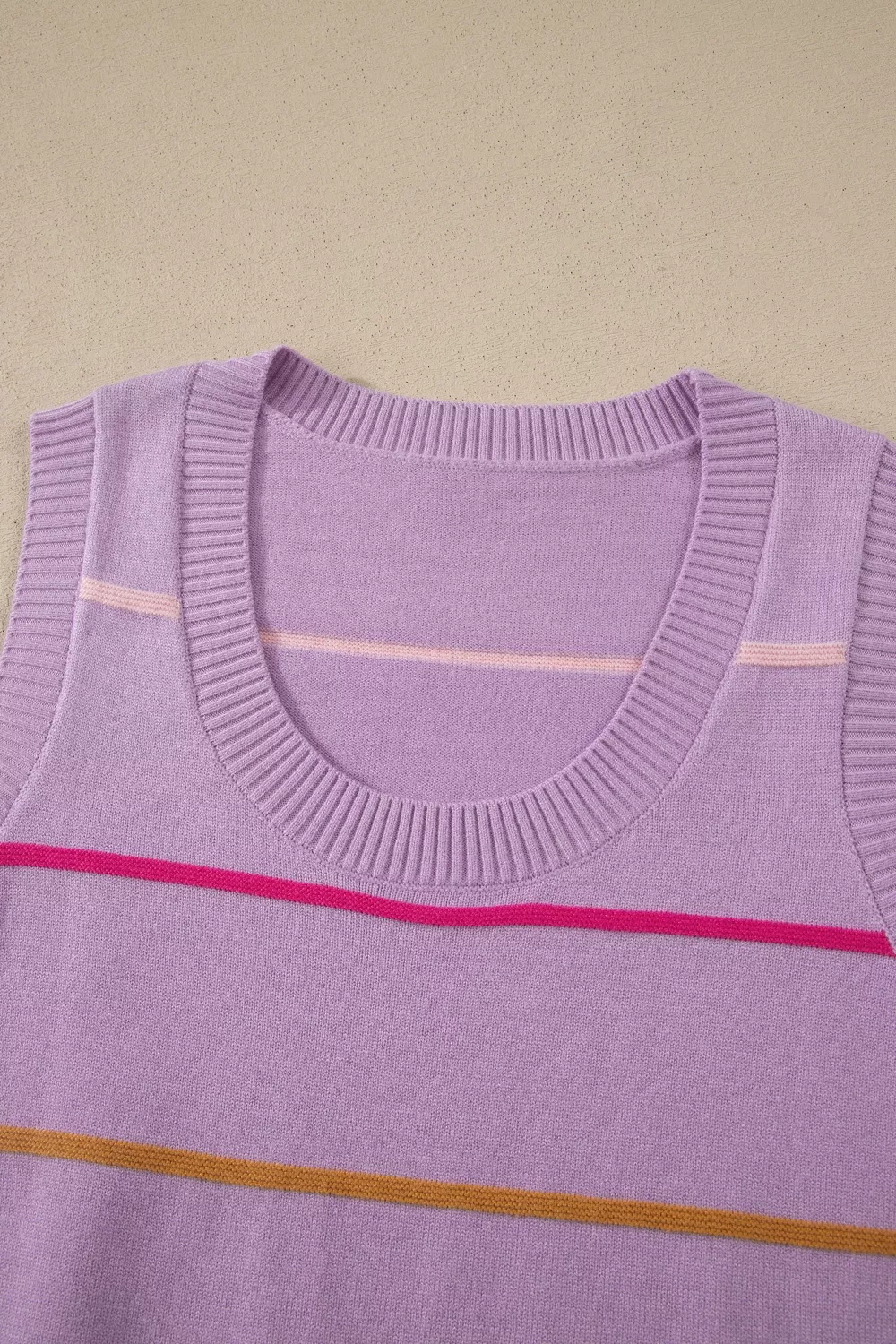 Stripe Round Neck Knitted Sweater Tank, image 8