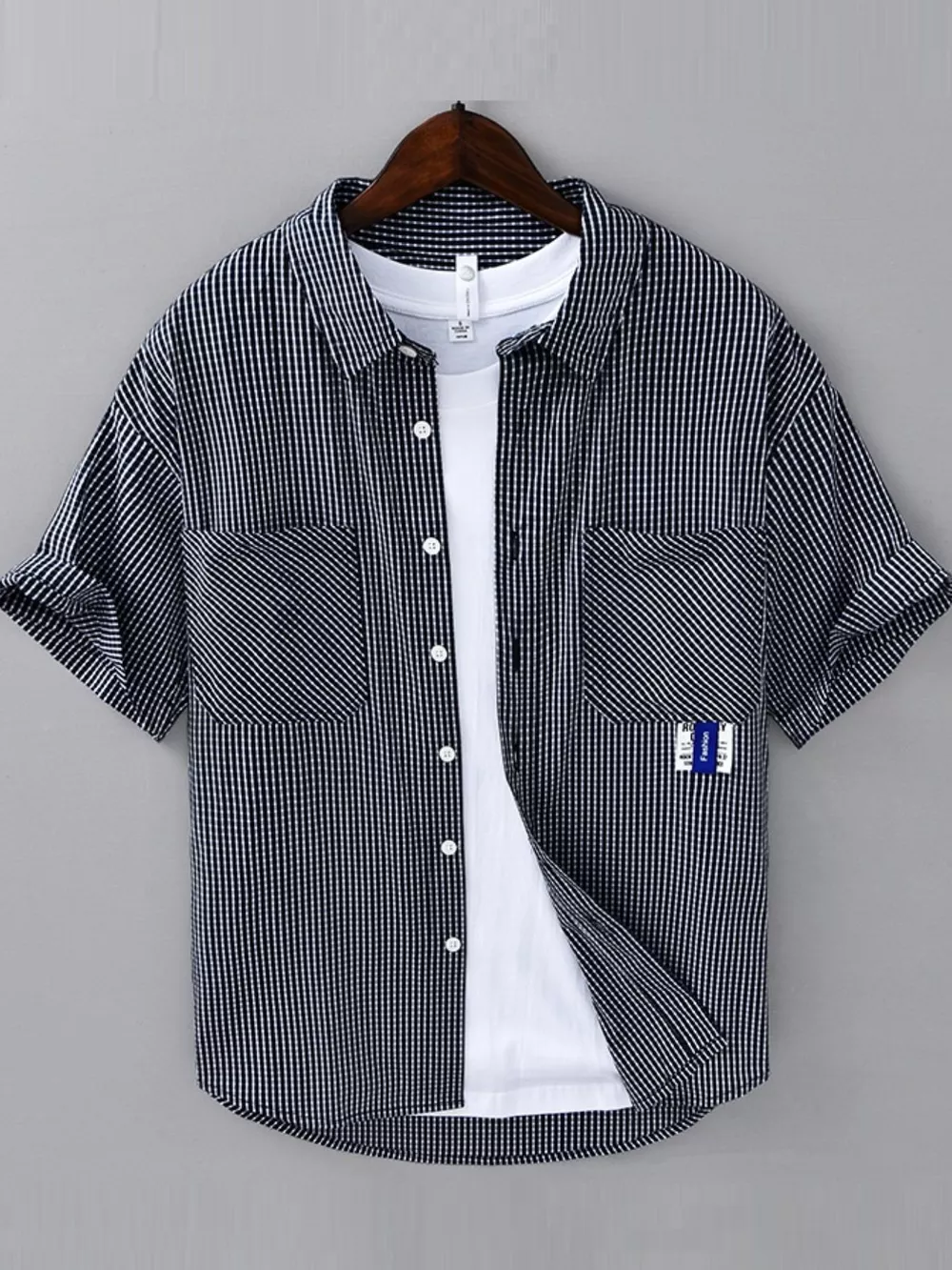 Men's Plus Size Casual Plaid Short Sleeve Shirt