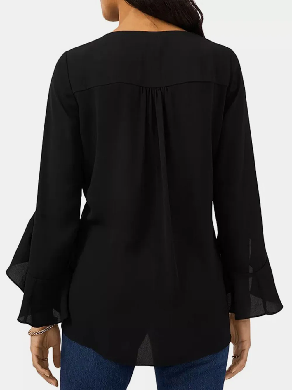 V-Neck Flounce Sleeve Blouse, image 2