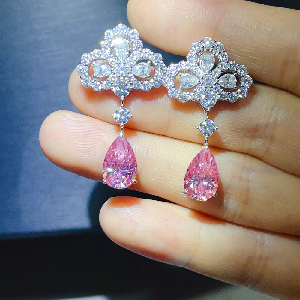 6 Carat 925 Sterling Silver Moissanite Drop Earrings, image 2