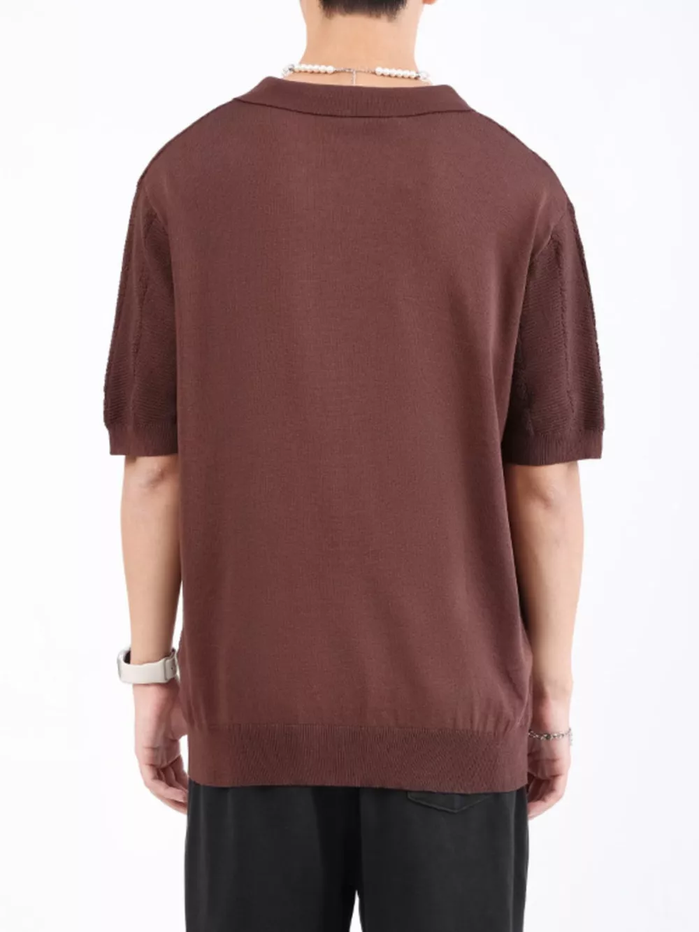 Men's Plus Size Textured Knit Slim Fit Polo, image 4