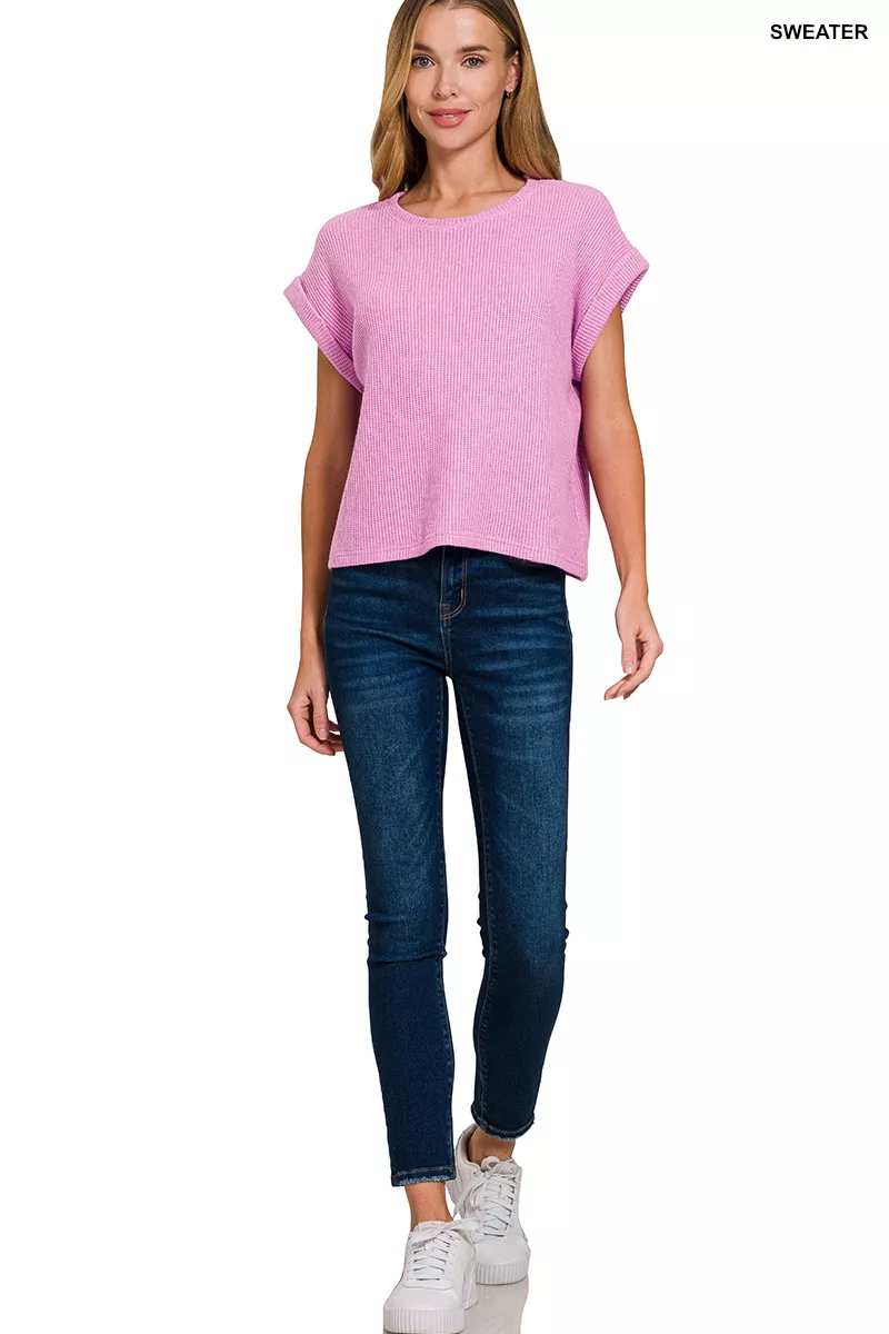 Short Sleeve Crew Neck Sweater, image 2