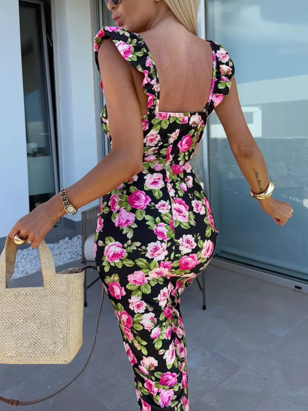 Slit Sweetheart Neck Midi Dress, image 3