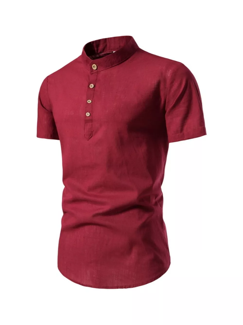 Men's Plus Size Mandarin Collar Short Sleeve Shirt, image 7