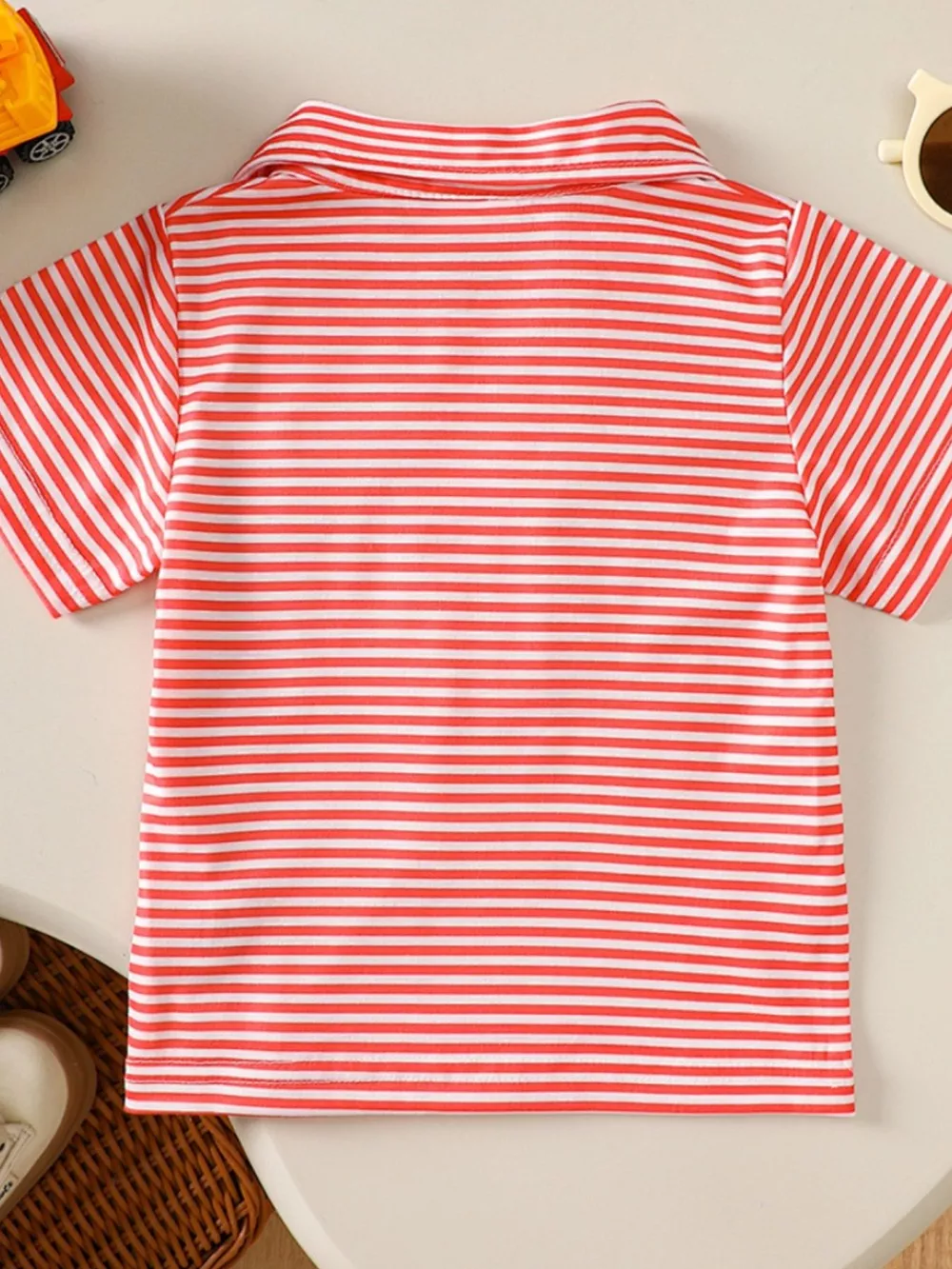 Children's Striped Firetruck Embroidered T-Shirt, image 10