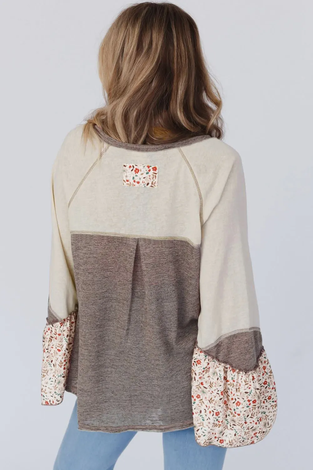 Floral Half Button Long Sleeve T-Shirt, image 4