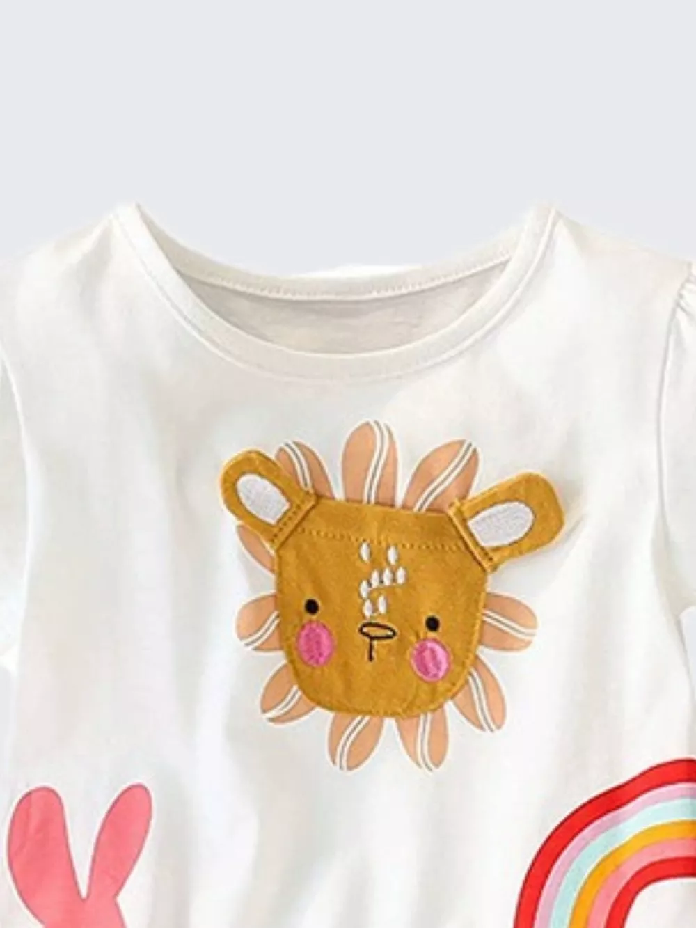 Children's Cartoon Animal Graphic Ruffle Hem T-Shirt, image 4