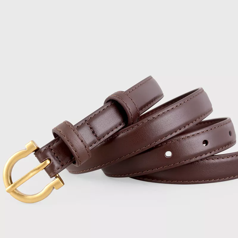 Leather Belt with Golden Buckle, image 7
