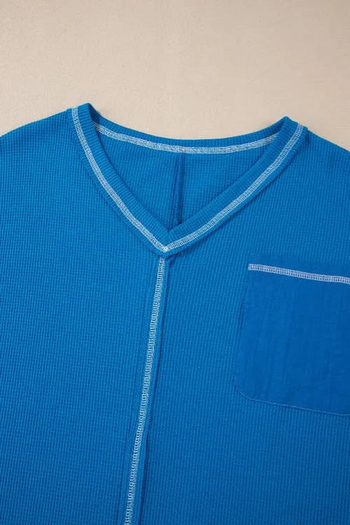 Lace Patchwork Sleeve Stitching V Neck Top, image 10