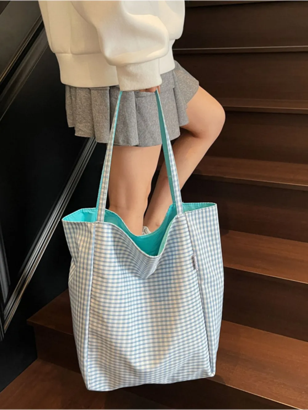 Plaid Pattern Tote Bag, image 10