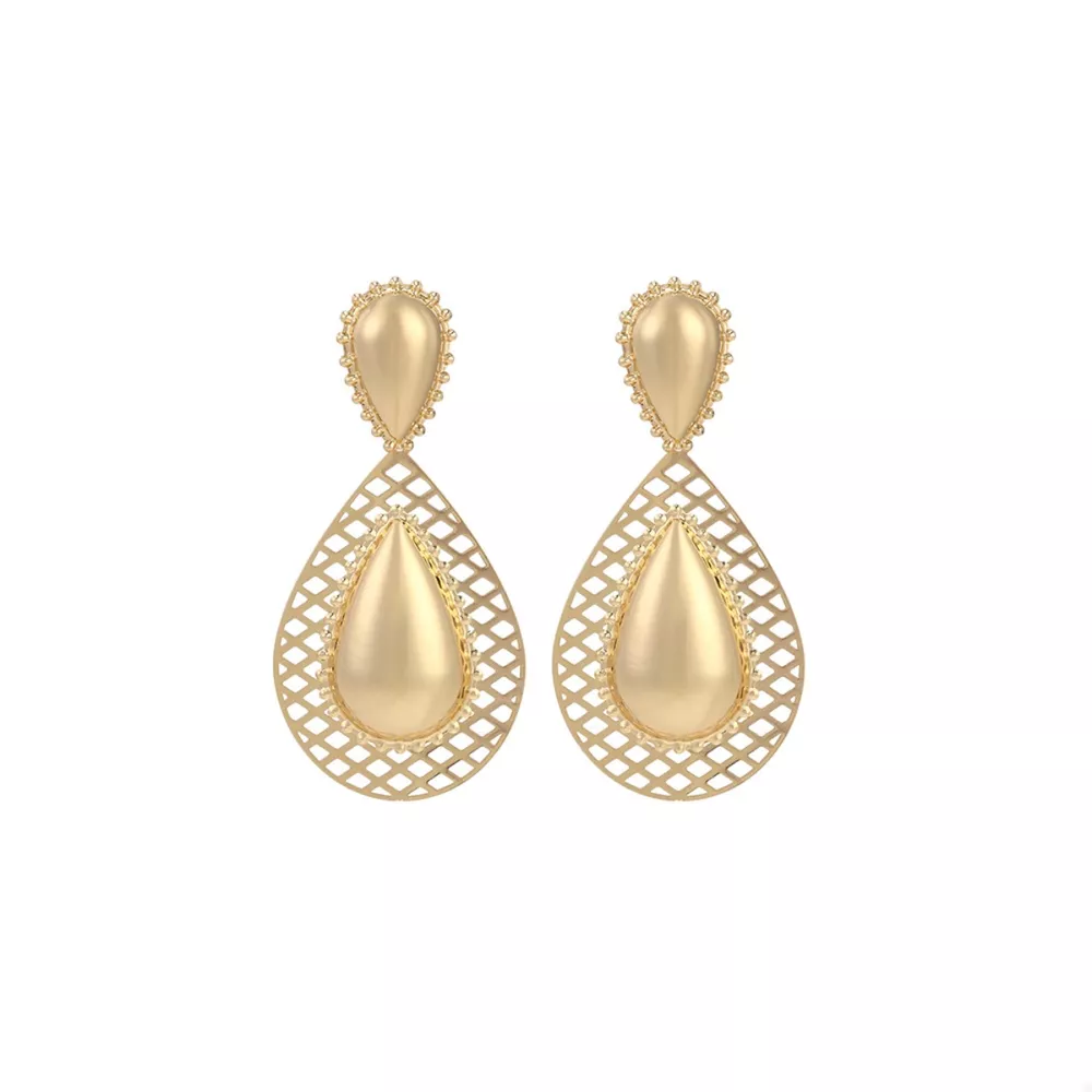 Hollowed-Out Teardrop Statement Earrings, image 4