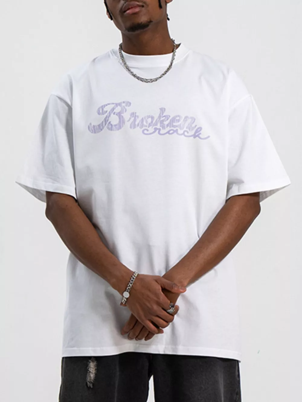 Men's Graphic Round Neck Oversized T-Shirt, image 3