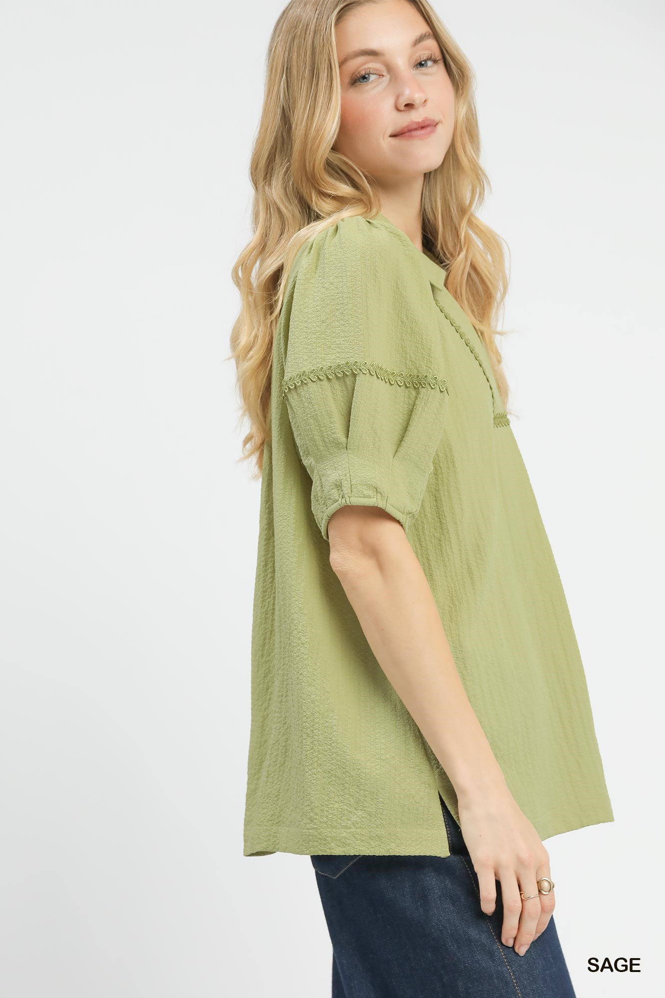 Textured Puff Sleeve Top, image 5