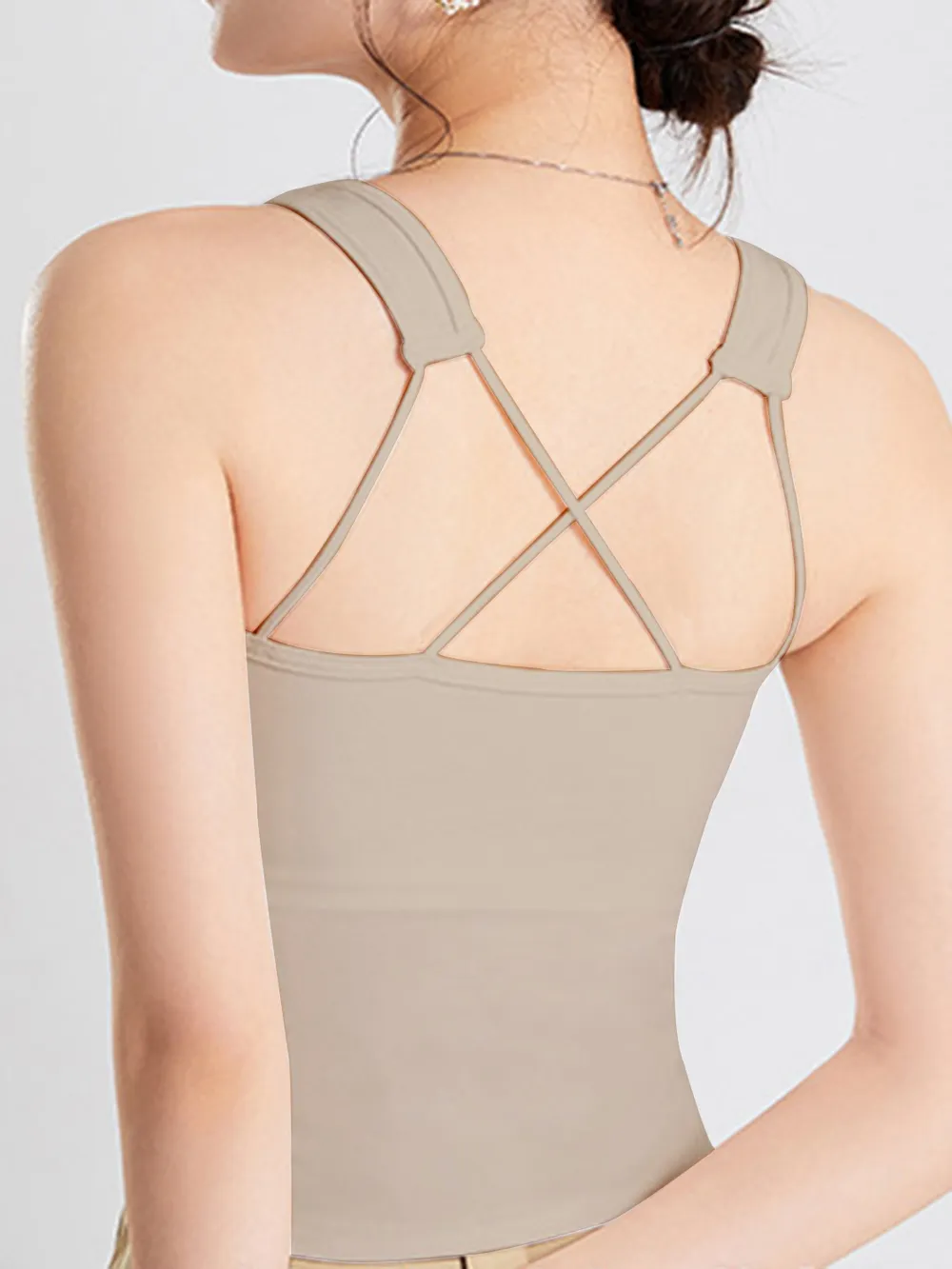 Crisscross Scoop Neck Wide Strap Cropped Tank with Chest Pads, image 16